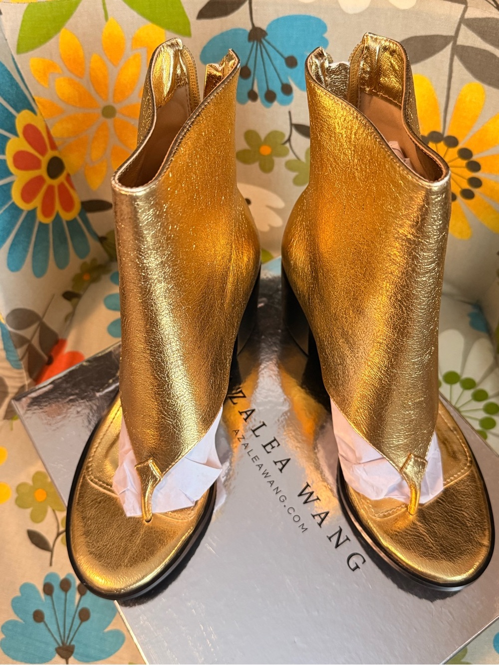 Alexander Wang Metallic Gold Open-Toe Heeled Booties